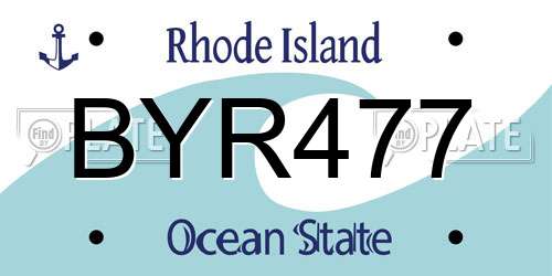 BYR477 Rhode Island License Plate