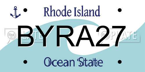 BYRA27 Rhode Island License Plate