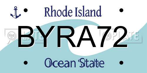 BYRA72 Rhode Island License Plate