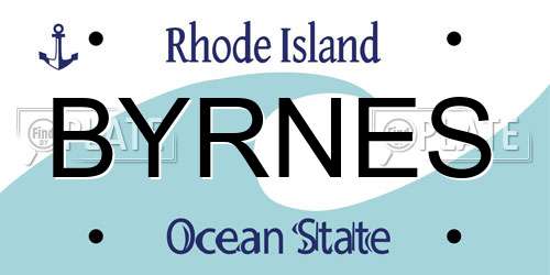 BYRNES Rhode Island License Plate