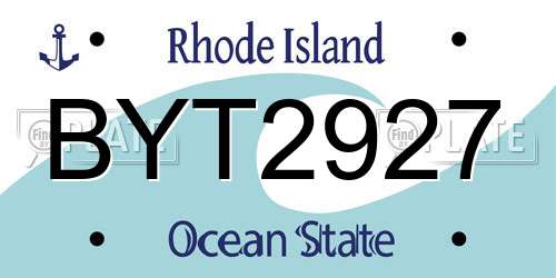 BYT2927 Rhode Island License Plate
