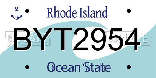 BYT2954 Rhode Island License Plate