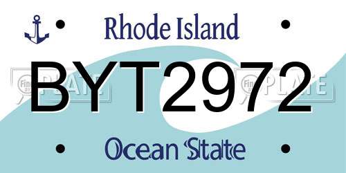 BYT2972 Rhode Island License Plate