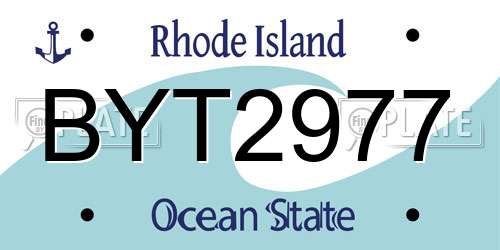 BYT2977 Rhode Island License Plate