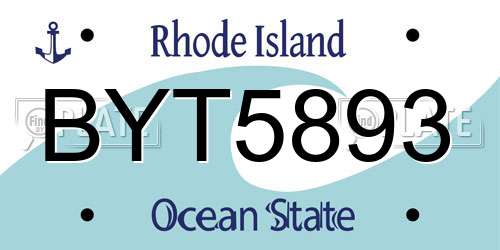 BYT5893 Rhode Island License Plate