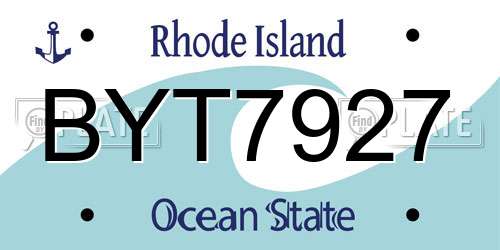 BYT7927 Rhode Island License Plate