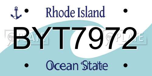 BYT7972 Rhode Island License Plate