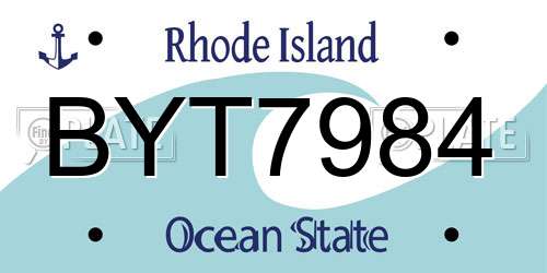 BYT7984 Rhode Island License Plate