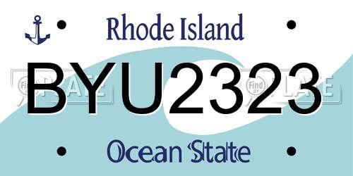 BYU2323 Rhode Island License Plate