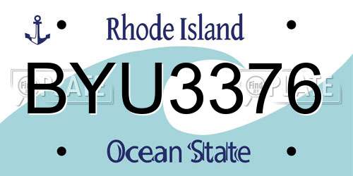 BYU3376 Rhode Island License Plate