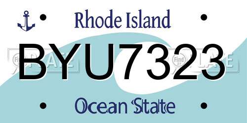 BYU7323 Rhode Island License Plate