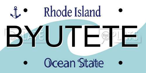 BYUTETE Rhode Island License Plate