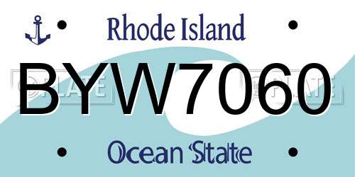 BYW7060 Rhode Island License Plate