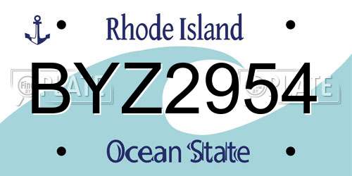 BYZ2954 Rhode Island License Plate
