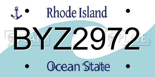 BYZ2972 Rhode Island License Plate