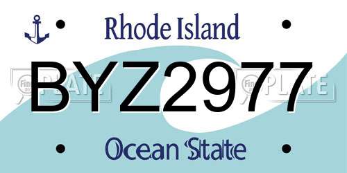 BYZ2977 Rhode Island License Plate