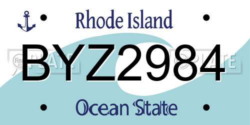 BYZ2984 Rhode Island License Plate