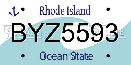 BYZ5593 Rhode Island License Plate