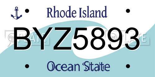 BYZ5893 Rhode Island License Plate