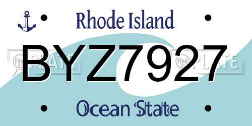BYZ7927 Rhode Island License Plate