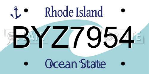 BYZ7954 Rhode Island License Plate
