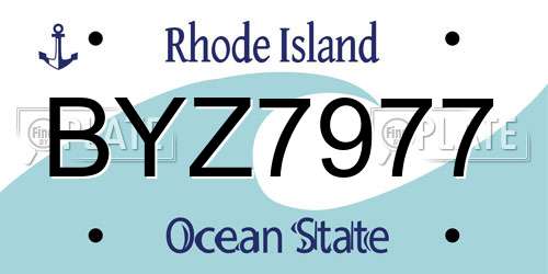 BYZ7977 Rhode Island License Plate
