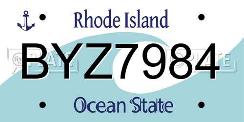 BYZ7984 Rhode Island License Plate
