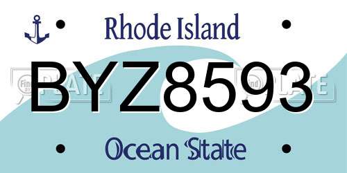 BYZ8593 Rhode Island License Plate
