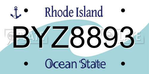 BYZ8893 Rhode Island License Plate