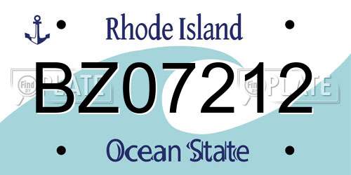 BZ07212 Rhode Island License Plate