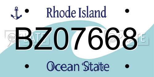 BZ07668 Rhode Island License Plate