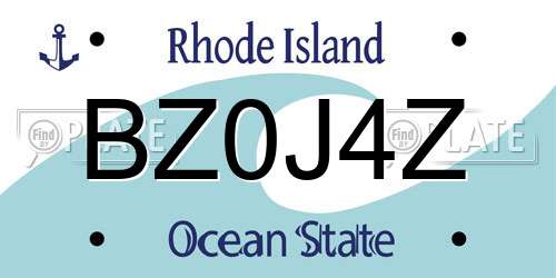 BZ0J4Z Rhode Island License Plate