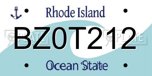 BZ0T212 Rhode Island License Plate