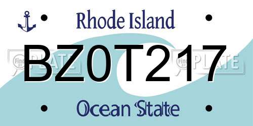 BZ0T217 Rhode Island License Plate