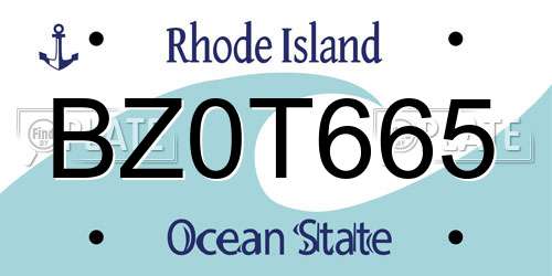BZ0T665 Rhode Island License Plate