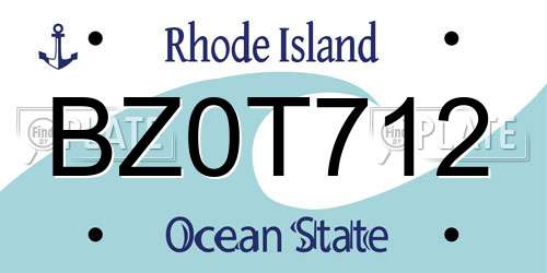 BZ0T712 Rhode Island License Plate