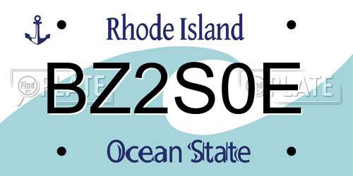 BZ2S0E Rhode Island License Plate