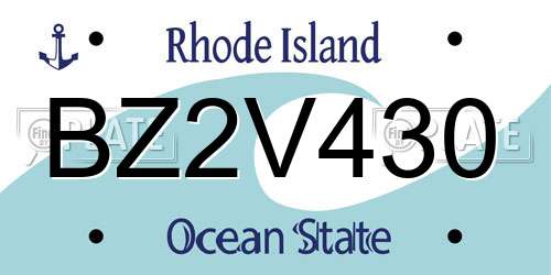 BZ2V430 Rhode Island License Plate