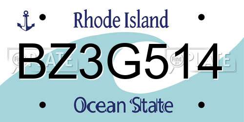 BZ3G514 Rhode Island License Plate