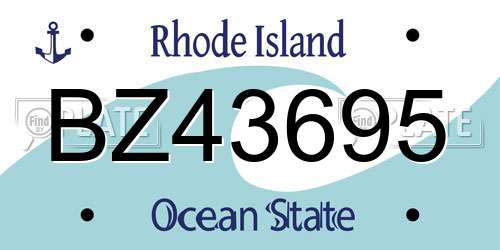 BZ43695 Rhode Island License Plate
