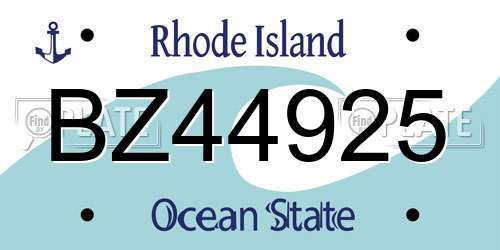 BZ44925 Rhode Island License Plate