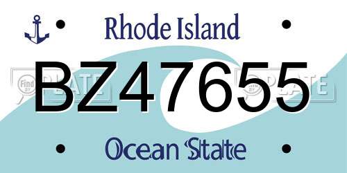 BZ47655 Rhode Island License Plate