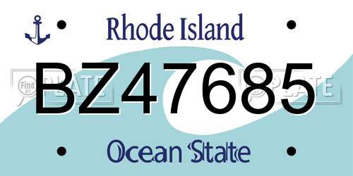 BZ47685 Rhode Island License Plate