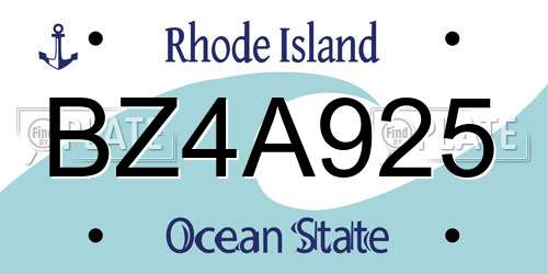 BZ4A925 Rhode Island License Plate