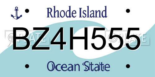 BZ4H555 Rhode Island License Plate