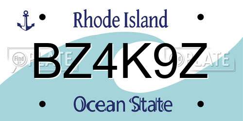 BZ4K9Z Rhode Island License Plate