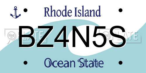 BZ4N5S Rhode Island License Plate