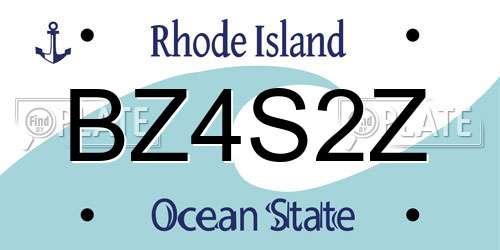 BZ4S2Z Rhode Island License Plate