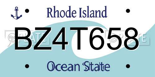 BZ4T658 Rhode Island License Plate
