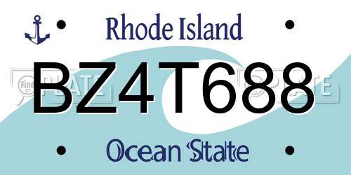 BZ4T688 Rhode Island License Plate